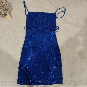 Lucy in the Sky Sequin Dress in Royal Blue